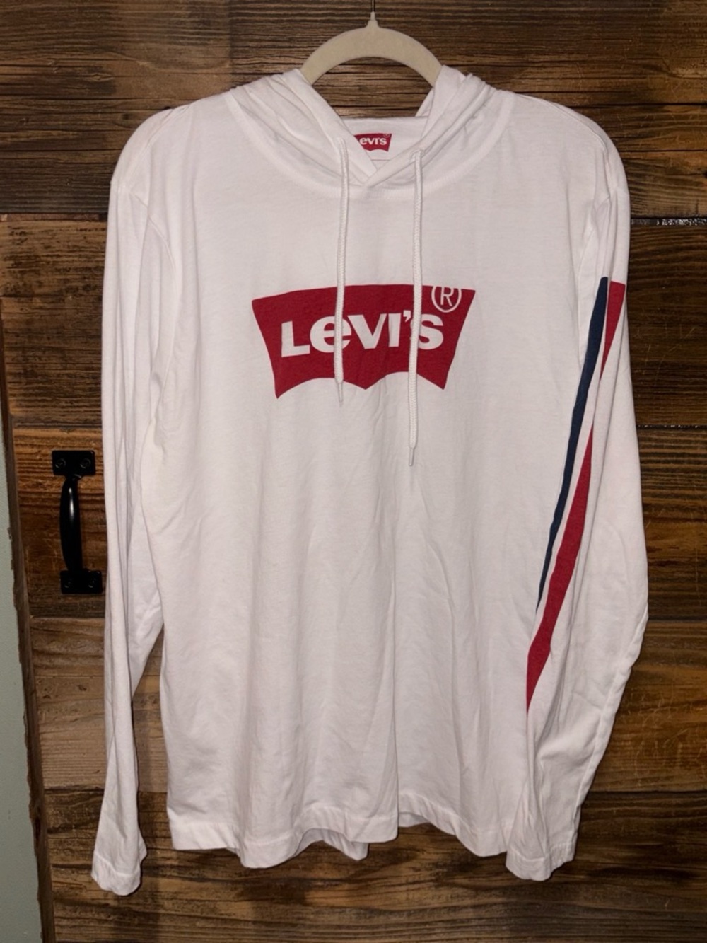Unisex Levi's White Long-Sleeve Hoodie with Red Logo